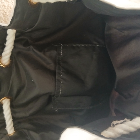 Victoria Secret Pink Striped Cinch Drawstring Tote Backpack - Picture 3 of 8